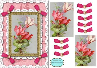 Cyclamen A5 Lace N Bows Card Front Step by Step