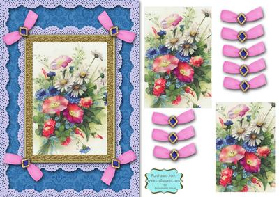 Wildflowers A5 Lace N Bows Card Front Step by Step