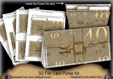 Bronze 40th Birthday 3D File Purse Mini Kit
