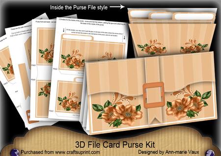 Burnt Orange Wild Rose 3D File Purse Mini Kit