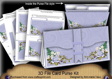 Blue Old Roses 3D File Purse Mini Kit
