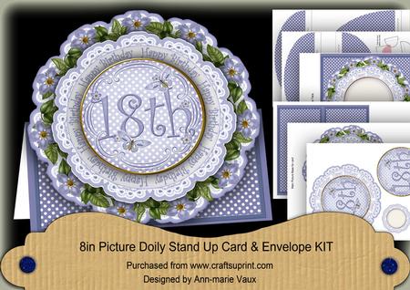 Blue Dotty 18th Birthday 3D Doily Card & Envelope Kit