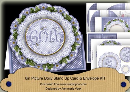Blue Dotty 60th Birthday 3D Doily Card & Envelope Kit