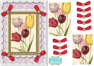Tulips A5 Lace N Bows Card Front Step by Step