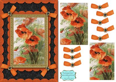 Poppy A5 Lace N Bows Card Front Step by Step