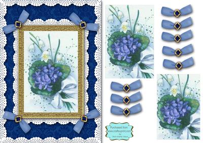 Lily Leaf Bouquet A5 Lace N Bows Card Front Step by Step