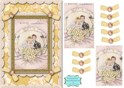 Happy Couple A5 Lace N Bows Card Front Step by Step