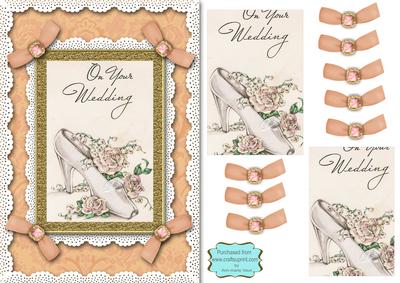 Wedding Shoe A5 Lace N Bows Card Front Step by Step
