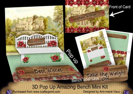 Red Rose Best Wishes 3D Pop-up Bench Mini Kit