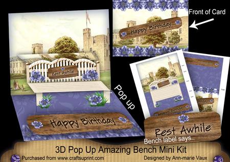 Blue Rose Happy Birthday 3D Pop-up Bench Mini Kit