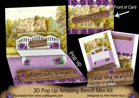 Purple Rose Birthday Wishes 3D Pop-up Bench Mini Kit