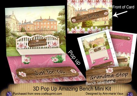 Pink Magnolia Grandma Just for You 3D Pop-up Bench Mini Kit