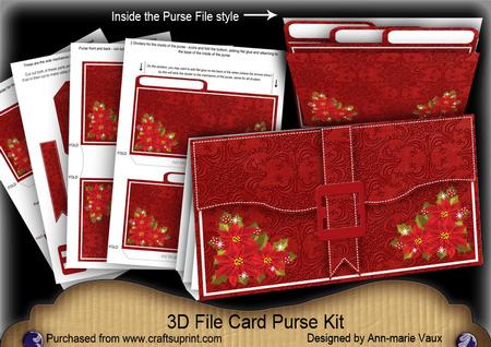 Red Poinsettia 3D File Purse Mini Kit