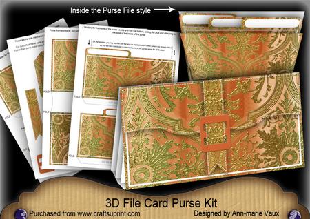 Burnt Orange Gold Regal 3D File Purse Mini Kit
