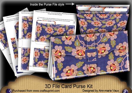Dark Blue Oriental Lotus 3D File Purse Mini Kit