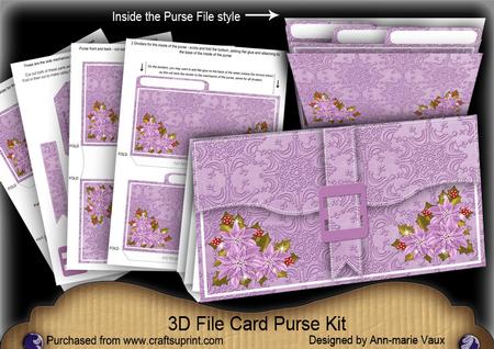 Lilac Christmas Poinsettia 3D File Purse Mini Kit