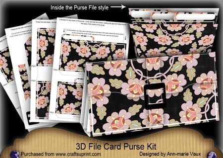 Black Oriental Lotus 3D File Purse Mini Kit