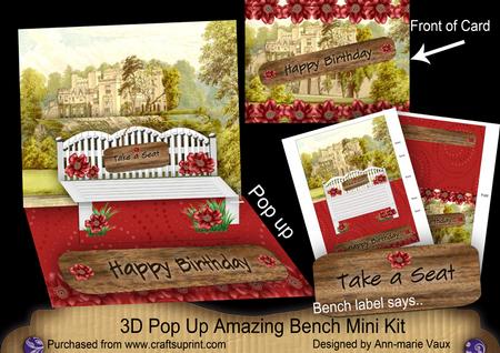 Red Rose Happy Birthday 3D Pop-up Bench Mini Kit