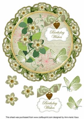 Olive Fmk Birthday Wishes 8in Doily Decoupage Topper