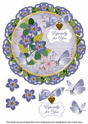 Blue Fmk Especially for You 8in Doily Decoupage Topper