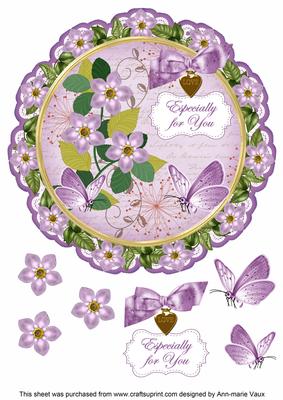 Lilac Fmk Especially for You 8in Doily Decoupage Topper
