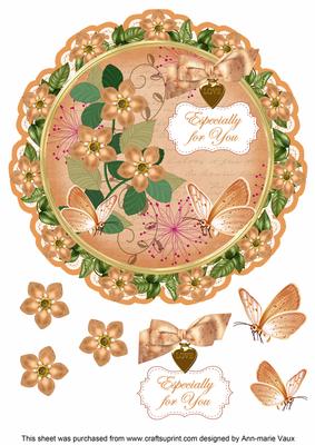 Peach Fmk Especially for You 8in Doily Decoupage Topper