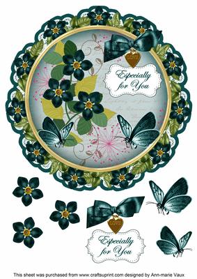 Peacock Fmk Especially for You 8in Doily Decoupage Topper