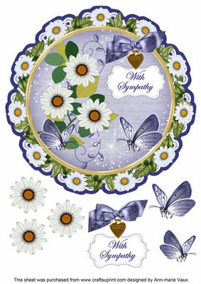 Classic Daisy Sympathy 8in Doily Decoupage Topper