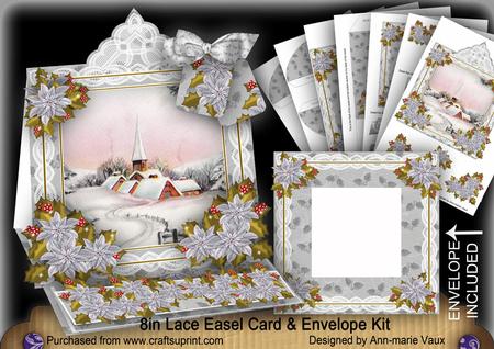 Snow Village Lace Top Easel Card & Envelope Kit