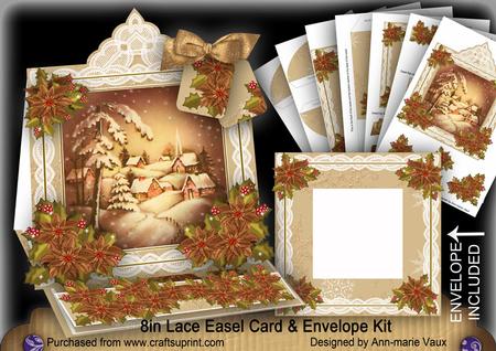 Snowy Village Lace Top Easel Card & Envelope Kit