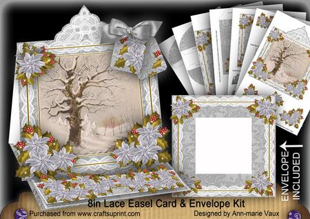Winter Stream Lace Top Easel Card & Envelope Kit