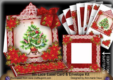 Christmas Tree Lace Top Easel Card & Envelope Kit