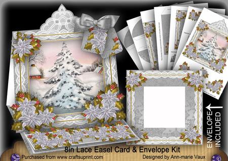 Snow Tree Lace Top Easel Card & Envelope Kit