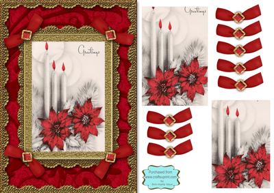 Christmas Poinsettias A5 Lace N Bows Card Front Step by Step
