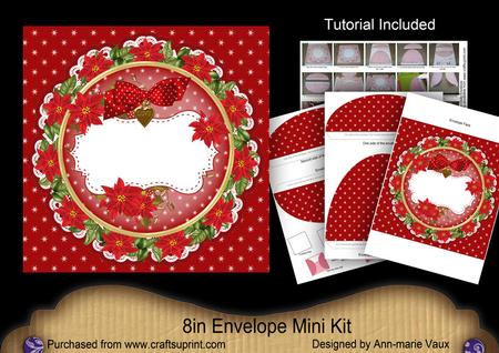 Red Christmas Poinsettia Doily 8in Envelope Mini Kit