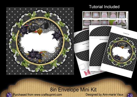 Black Christmas Poinsettia Doily 8in Envelope Mini Kit