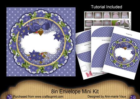 Blue Christmas Poinsettia Doily 8in Envelope Mini Kit