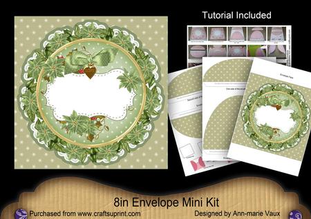 Olive Christmas Poinsettia Doily 8in Envelope Mini Kit