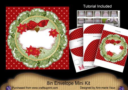 Olive Red Christmas Poinsettia Doily 8in Envelope Mini Kit