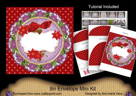 Purple Red Christmas Poinsettia Doily 8in Envelope Mini Kit