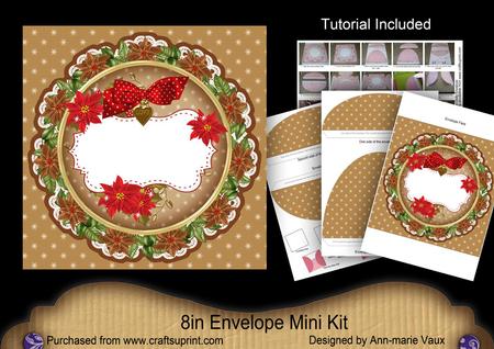Tea Red Christmas Poinsettia Doily 8in Envelope Mini Kit