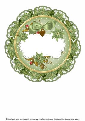 Olive Christmas Poinsettia 8in Doily Card Insert Panel