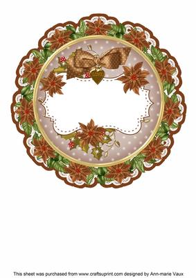 Tea Christmas Poinsettia 8in Doily Card Insert Panel