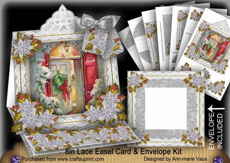 Christmas Door Lace Top Easel Card & Envelope Kit