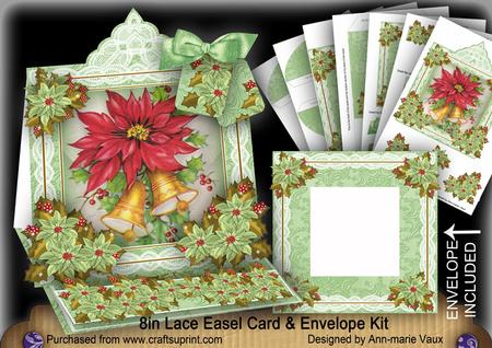 Red Poinsettia Lace Top Easel Card & Envelope Kit
