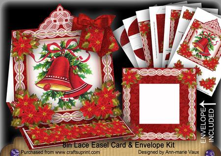 Red Bells Lace Top Easel Card & Envelope Kit