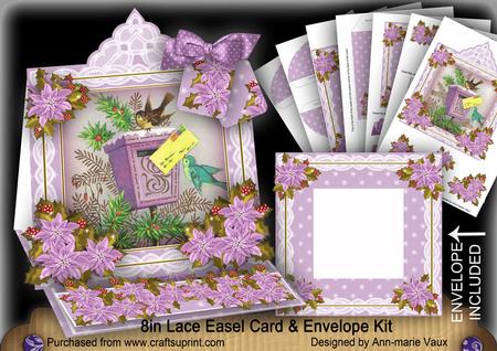 Lilac Postbox Lace Top Easel Card & Envelope Kit