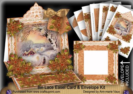 Winter Sunset Lace Top Easel Card & Envelope Kit