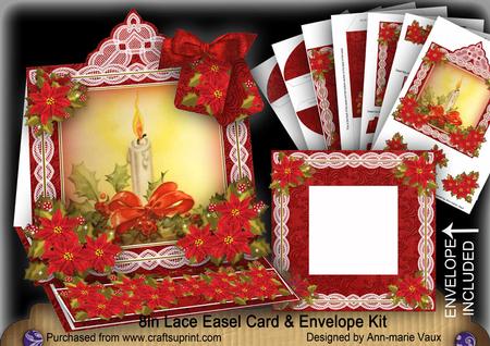 Red Candle Lace Top Easel Card & Envelope Kit