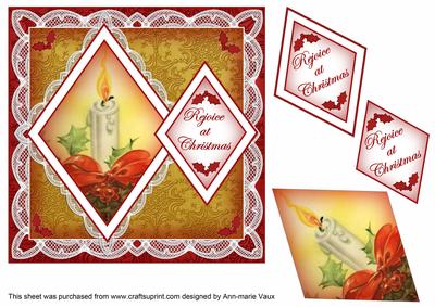 Single Candle Rejoice 7in Double Diamond Topper